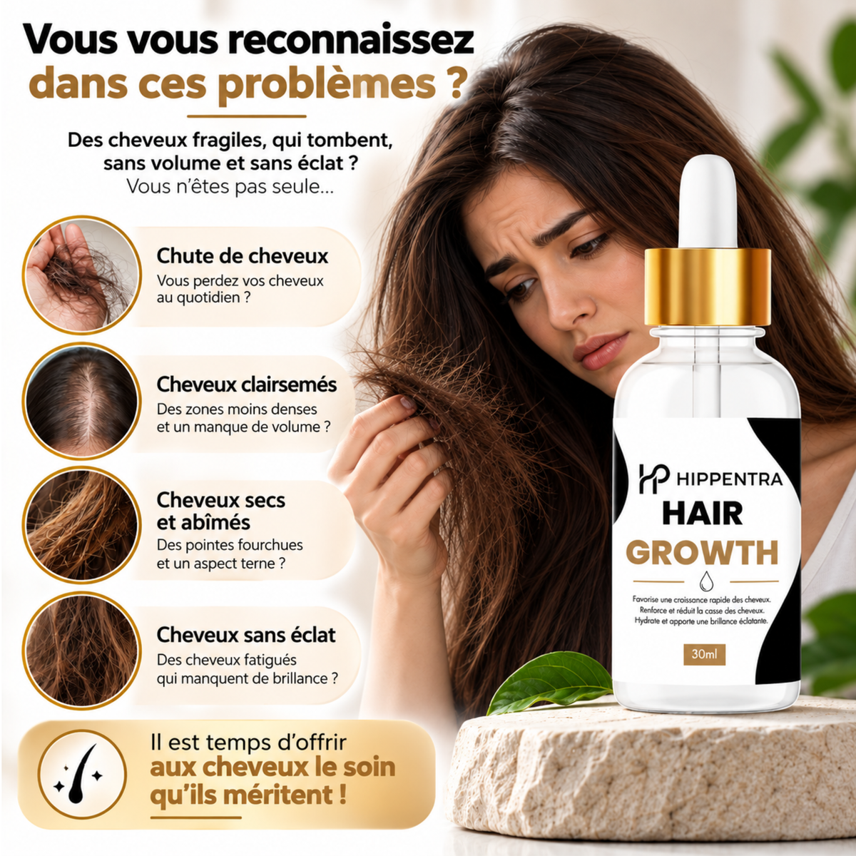 HIPPENTRA® Hair Growth Oil – Huile de Croissance Capillaire – 30ML