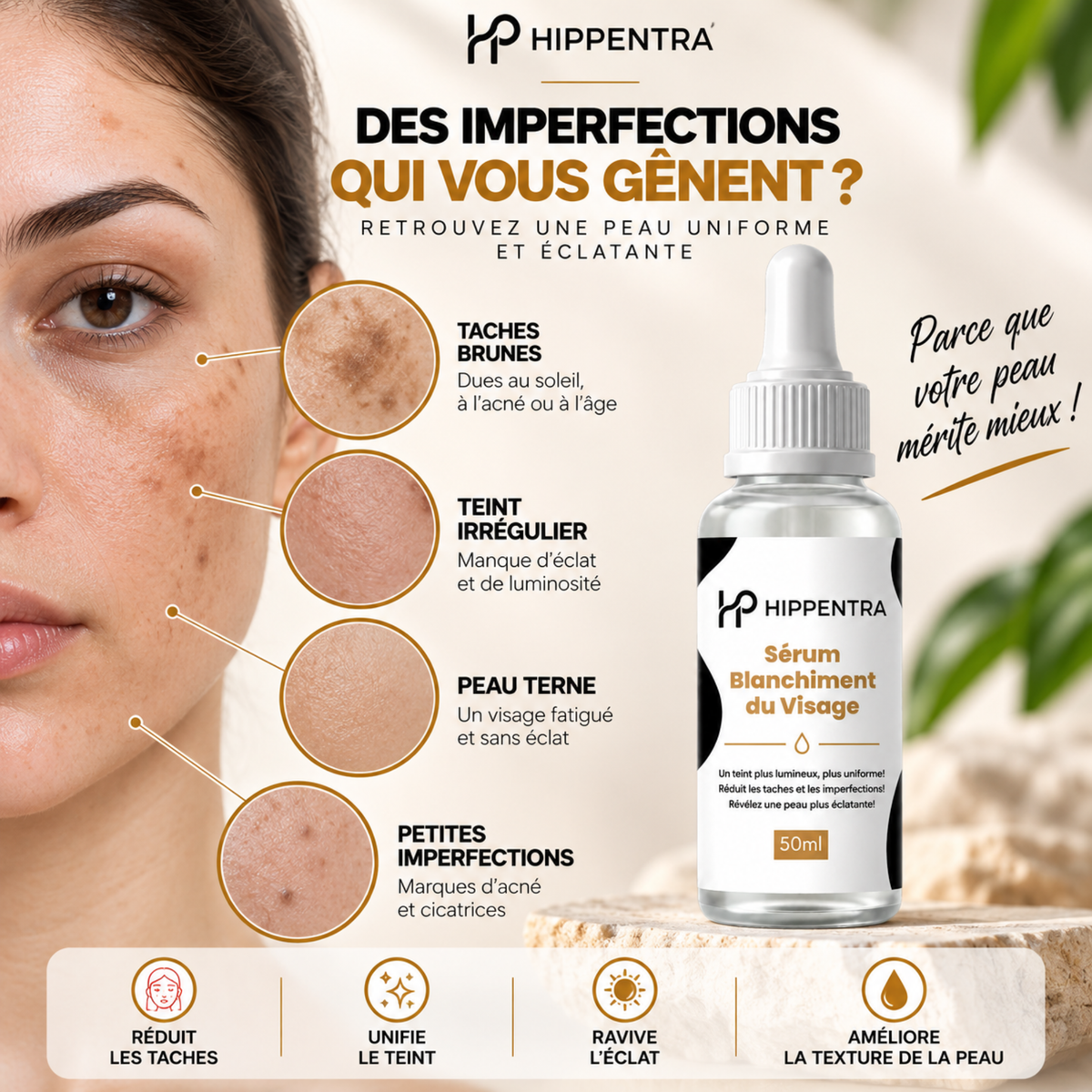 HIPPENTRA® Sérum Éclat & Uniformité du Visage – 50 ml