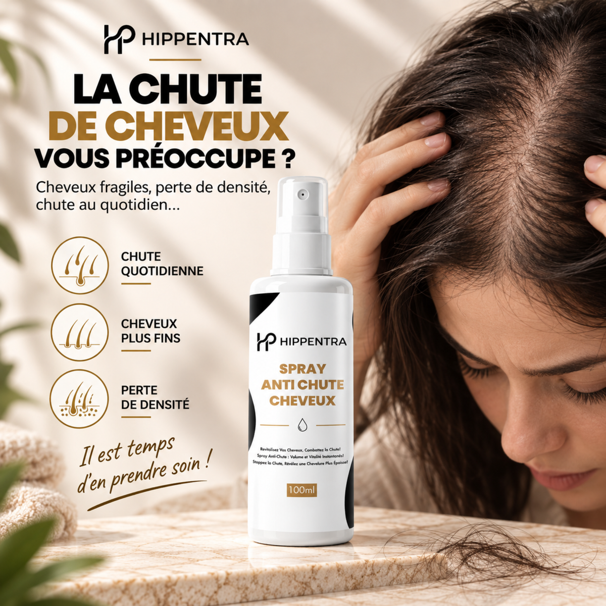 HIPPENTRA® Spray Capillaire Anti-Chute & Fortifiant – 100 ml