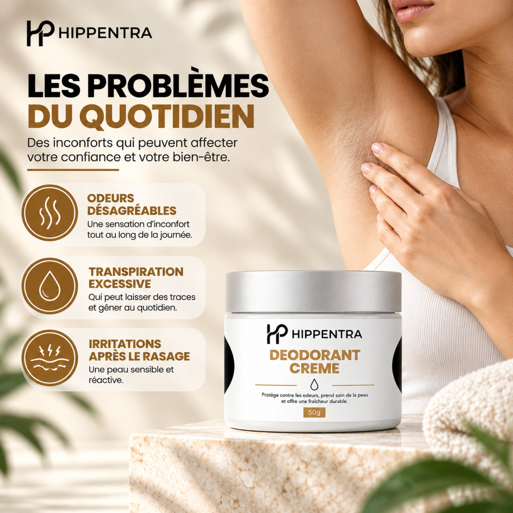 HIPPENTRA® Déodorant Crème – Protection & Fraîcheur Longue Durée – 50 g