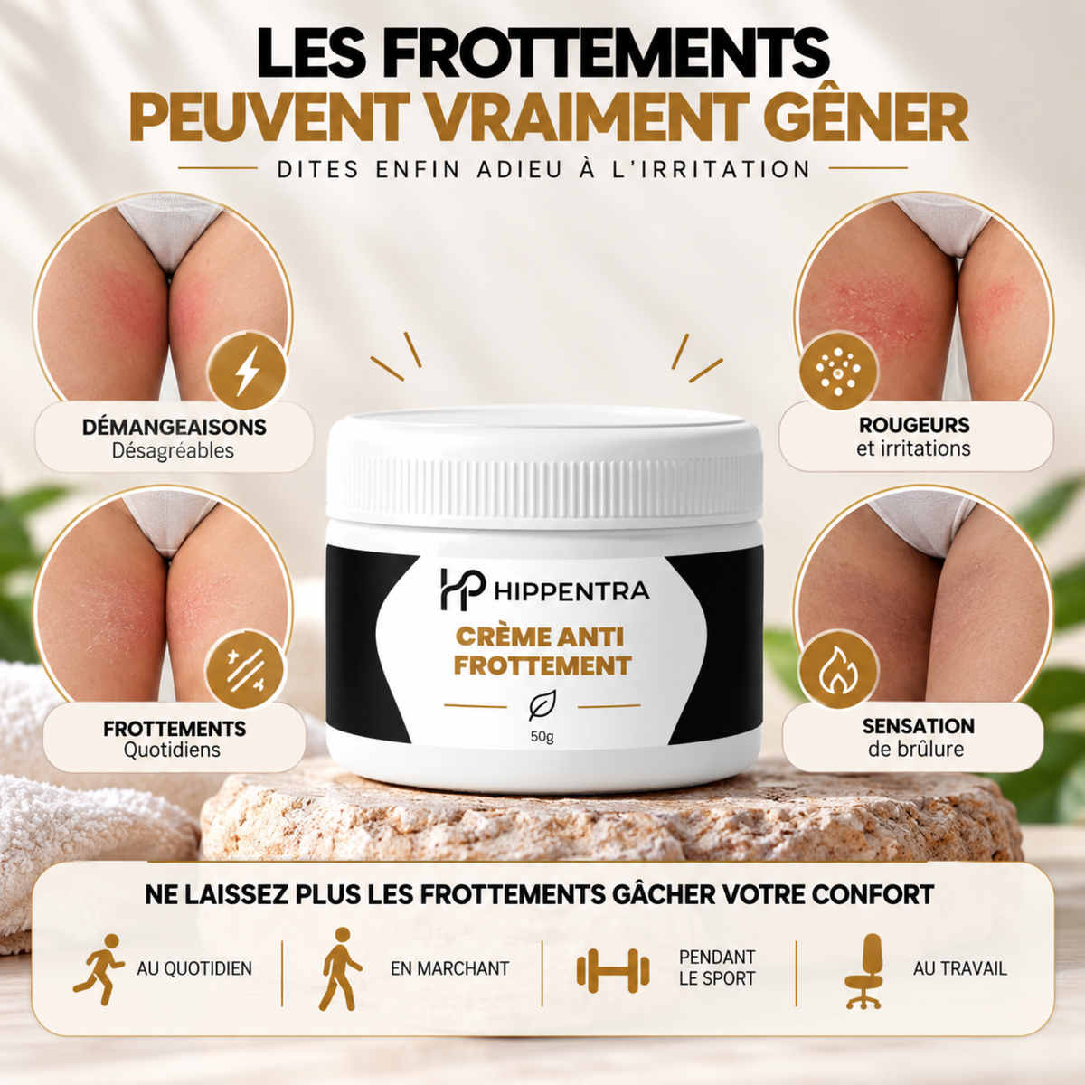 HIPPENTRA® Crème Anti-Frottement – Soin Apaisant & Protecteur – 50 g