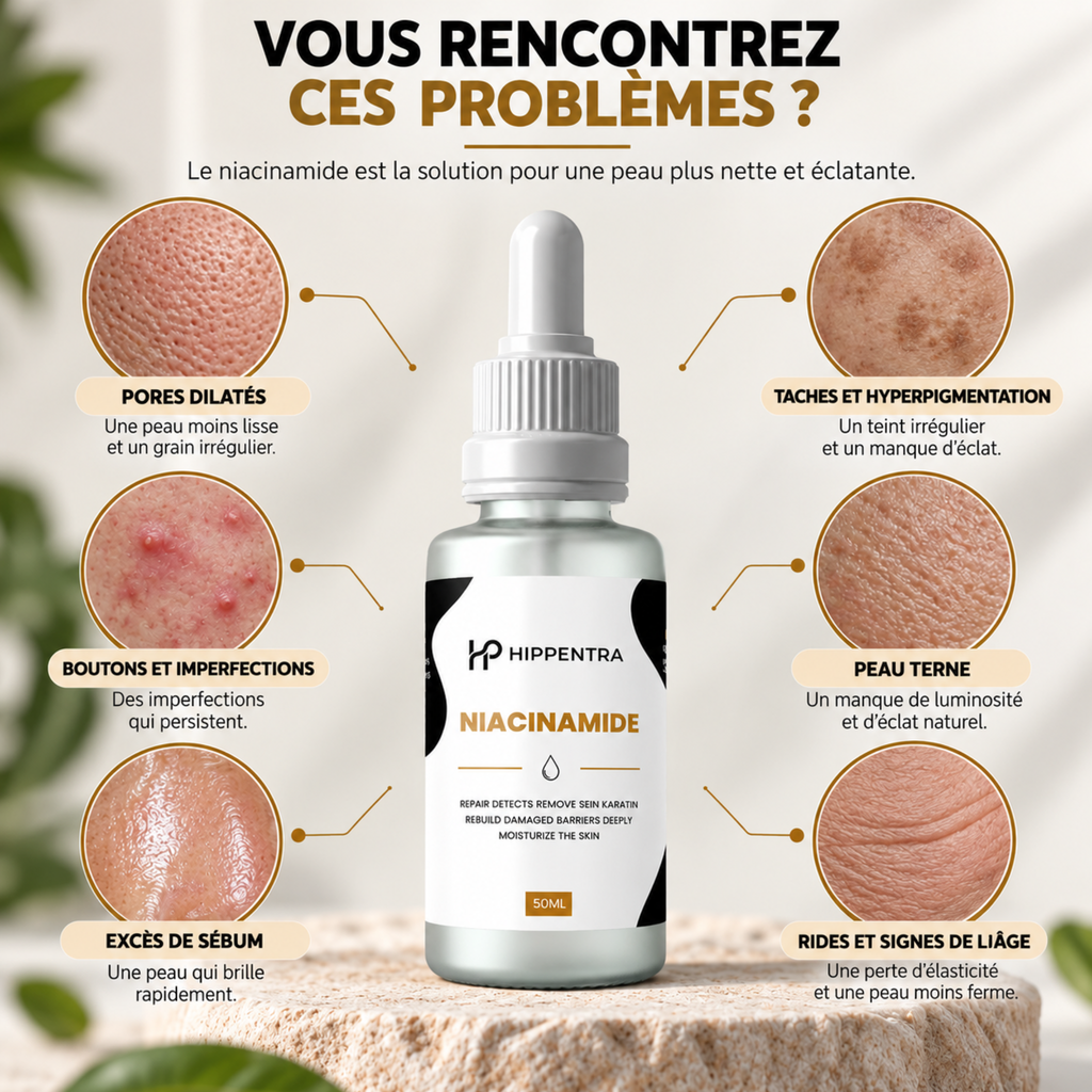 HIPPENTRA® Sérum Niacinamide – Éclat, Hydratation & Teint Uniforme – 50 ml