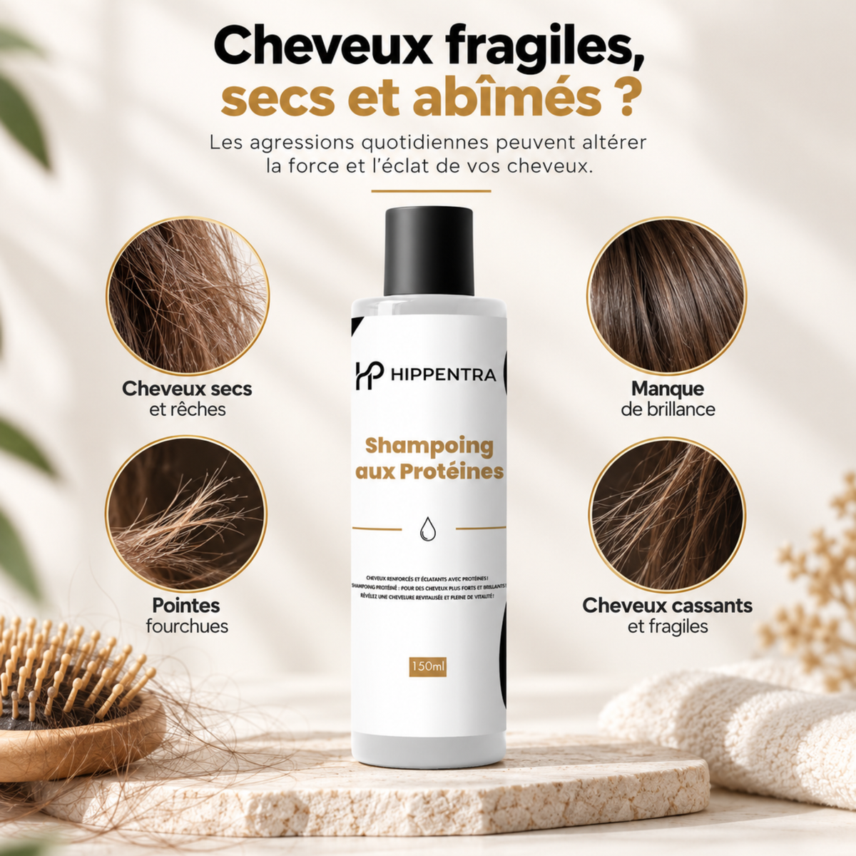 HIPPENTRA® Shampoing aux Protéines – Cheveux Forts & Brillants – 150 ml