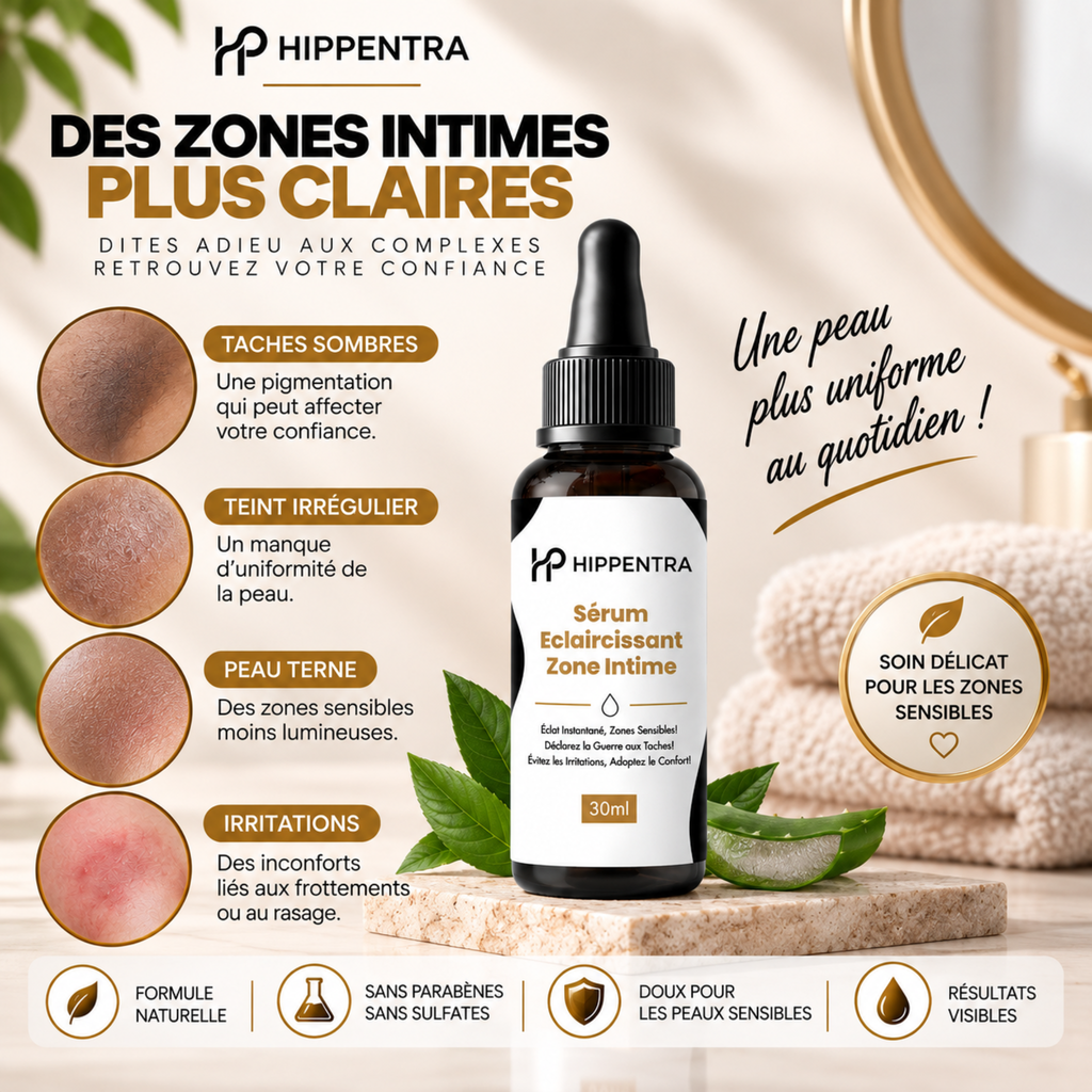HIPPENTRA® Sérum Éclaircissant Zone Intime – Unifie & Hydrate – 30 ml