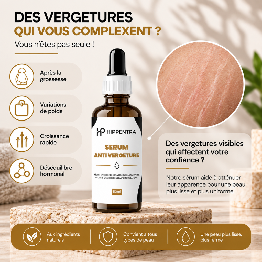 HIPPENTRA® Sérum Anti-Vergetures – Hydratation & Élasticité – 50 ml