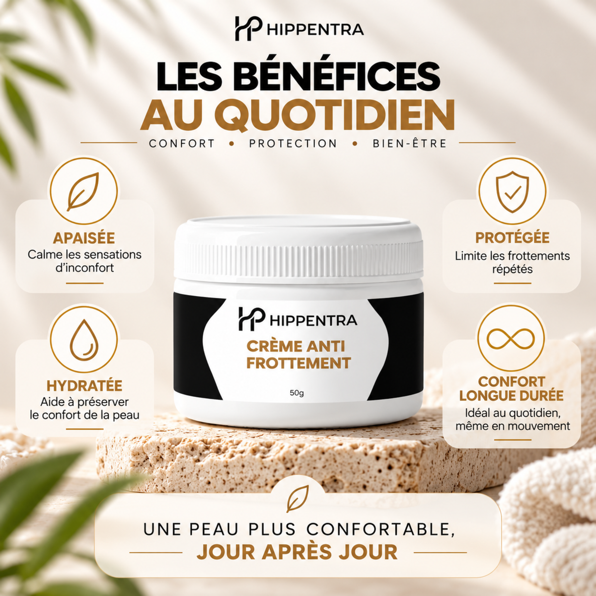 HIPPENTRA® Crème Anti-Frottement – Soin Apaisant & Protecteur – 50 g