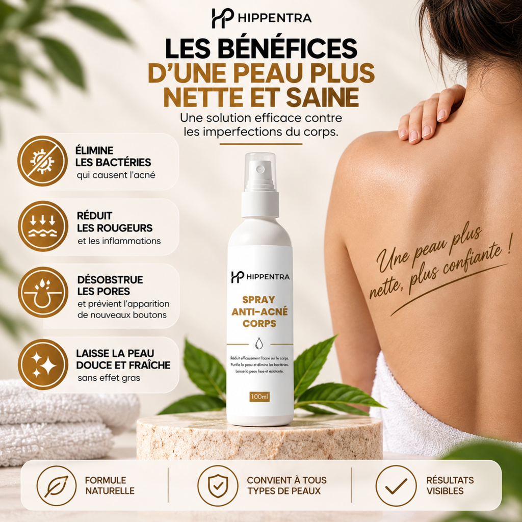HIPPENTRA® Spray Anti-Acné Corps – Soin Purifiant – 100 ml