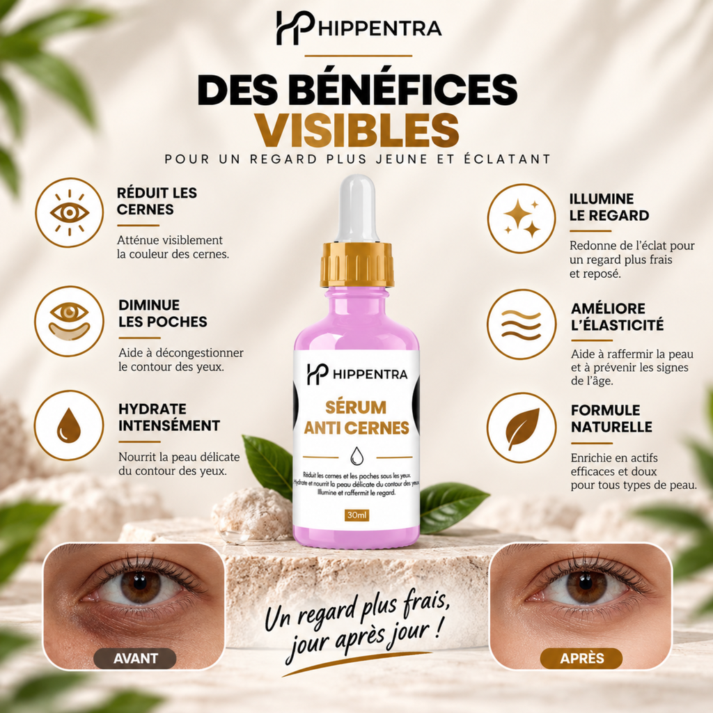 HIPPENTRA® Sérum Anti-Cernes – Éclat & Hydratation du Contour des Yeux – 30 ml