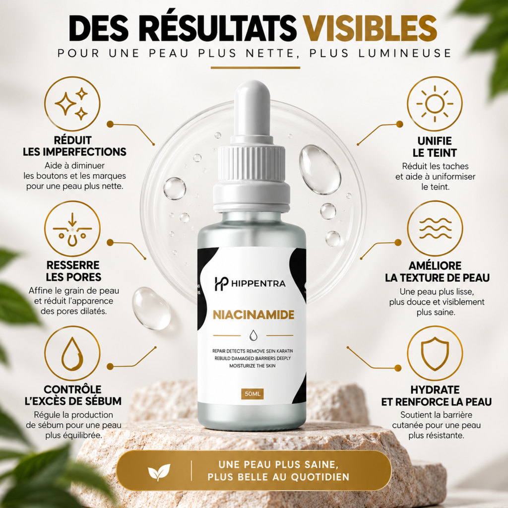 HIPPENTRA® Sérum Niacinamide – Éclat, Hydratation & Teint Uniforme – 50 ml