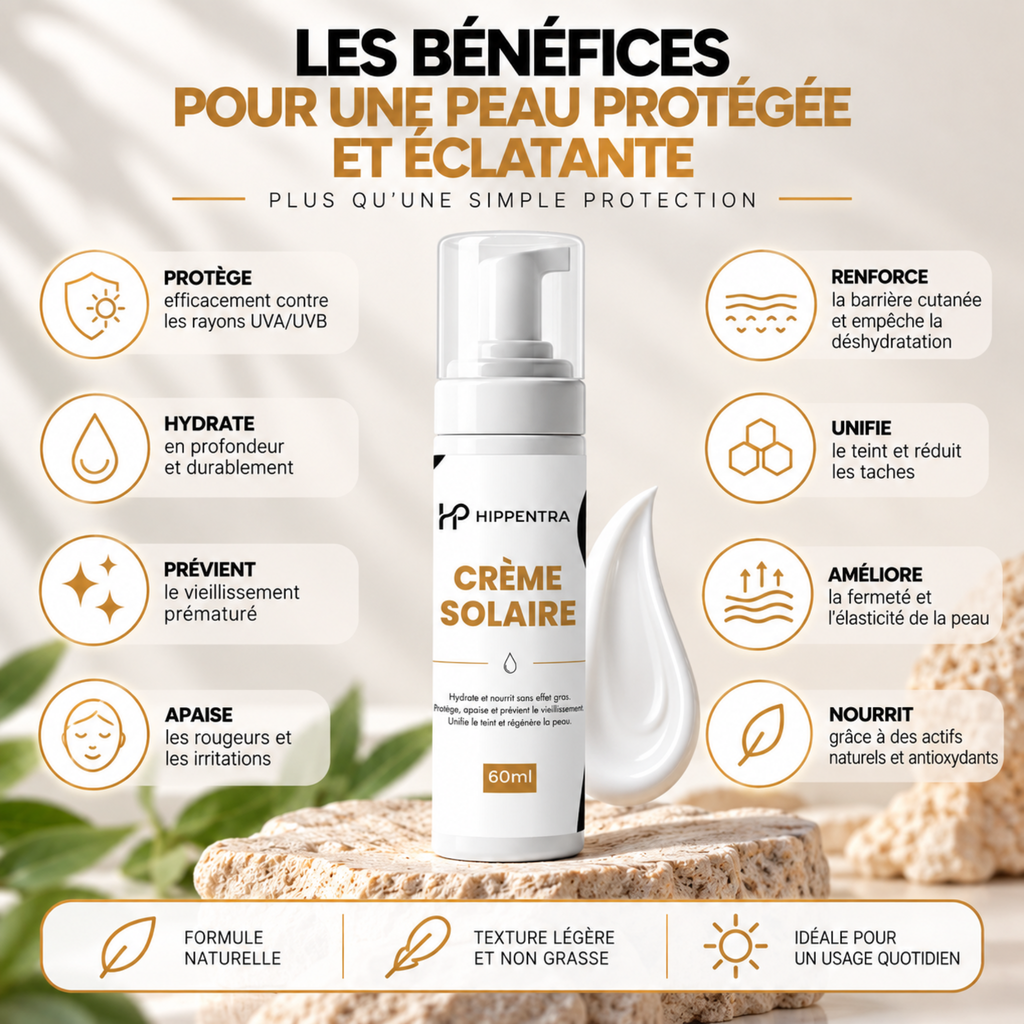 HIPPENTRA® Crème Solaire – Hydratation & Protection Quotidienne – 60 ml