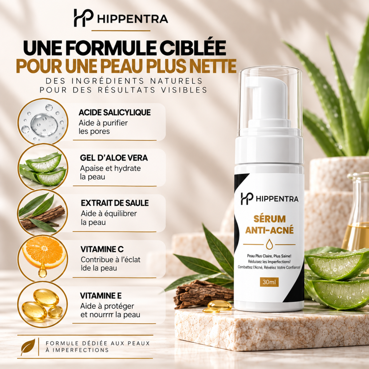 HIPPENTRA® Sérum Anti-Acné – 30 ml