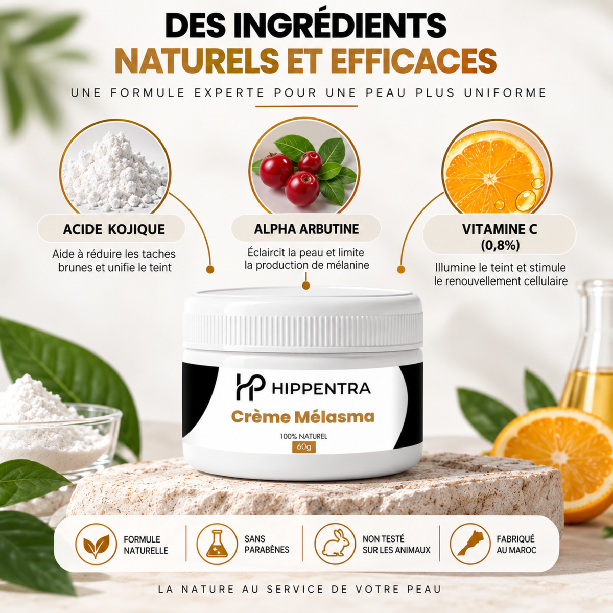 HIPPENTRA® Crème Mélasma – Soin Unifiant & Éclat – 60 g