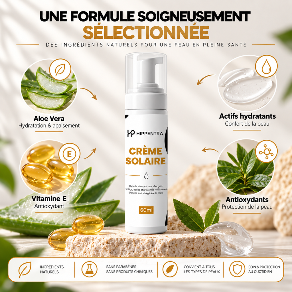 HIPPENTRA® Crème Solaire – Hydratation & Protection Quotidienne – 60 ml