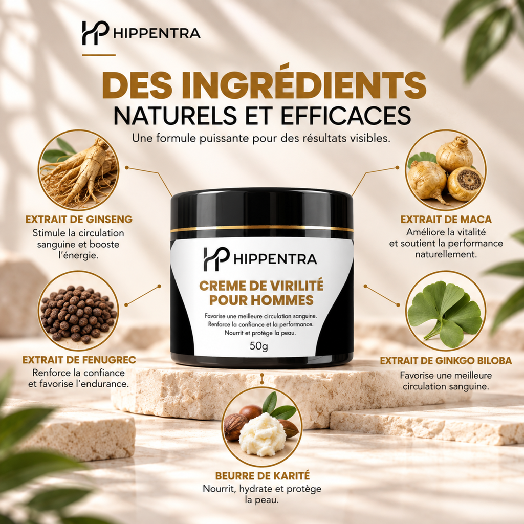 HIPPENTRA® Crème pour Hommes – Vitalité & Confort – 50 g