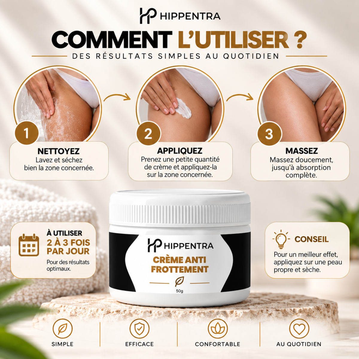 HIPPENTRA® Crème Anti-Frottement – Soin Apaisant & Protecteur – 50 g