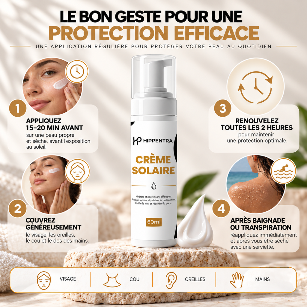 HIPPENTRA® Crème Solaire – Hydratation & Protection Quotidienne – 60 ml