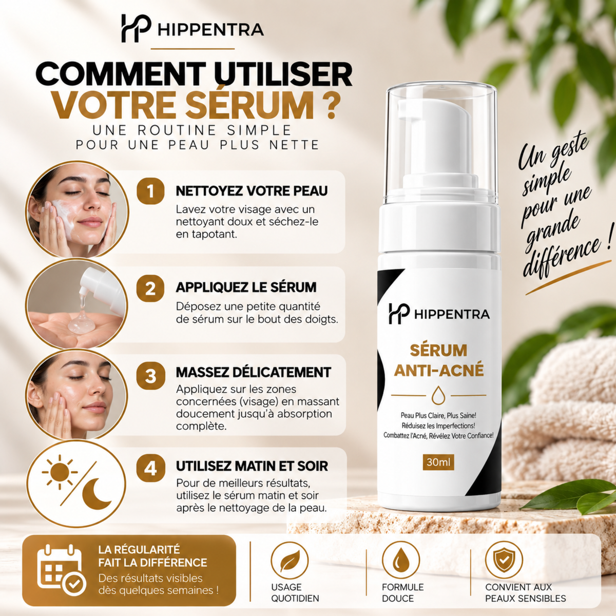 HIPPENTRA® Sérum Anti-Acné – 30 ml