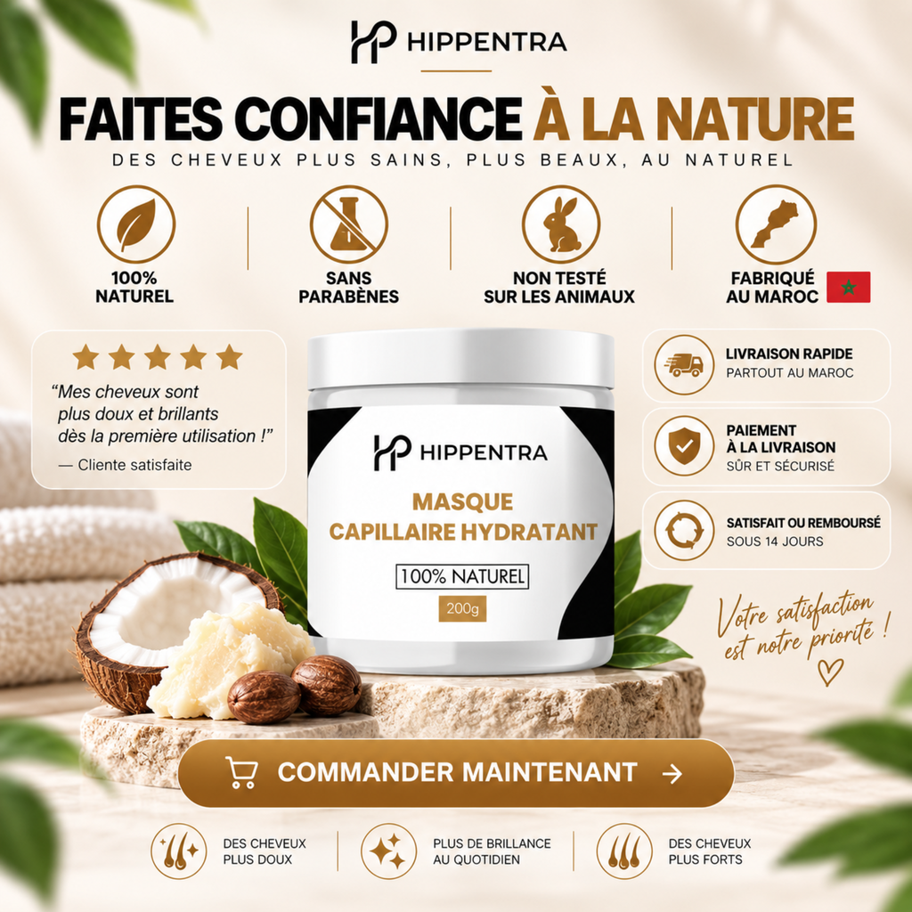 HIPPENTRA® Masque Capillaire Hydratant & Réparateur – 200 g