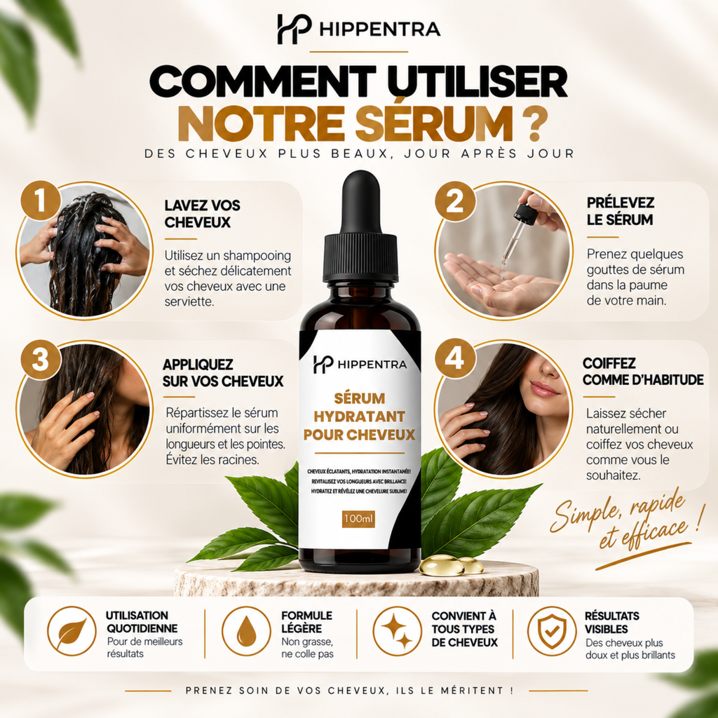 HIPPENTRA® Sérum Hydratant pour Cheveux – 100 ml