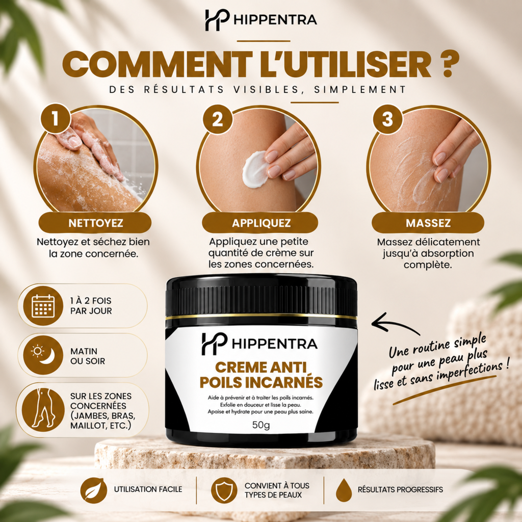 HIPPENTRA® Crème Anti-Poils Incarnés – 50 g