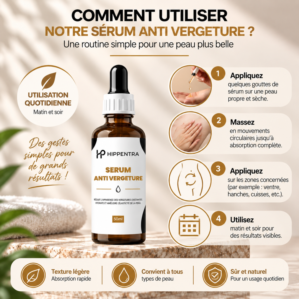 HIPPENTRA® Sérum Anti-Vergetures – Hydratation & Élasticité – 50 ml