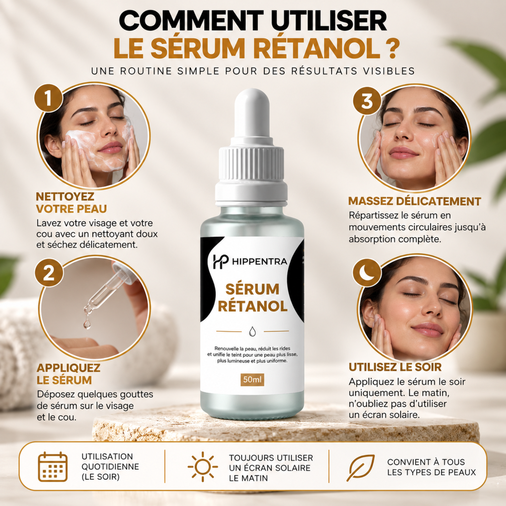 HIPPENTRA® Sérum Rétinol – Soin Anti-Âge & Éclat – 50 ml