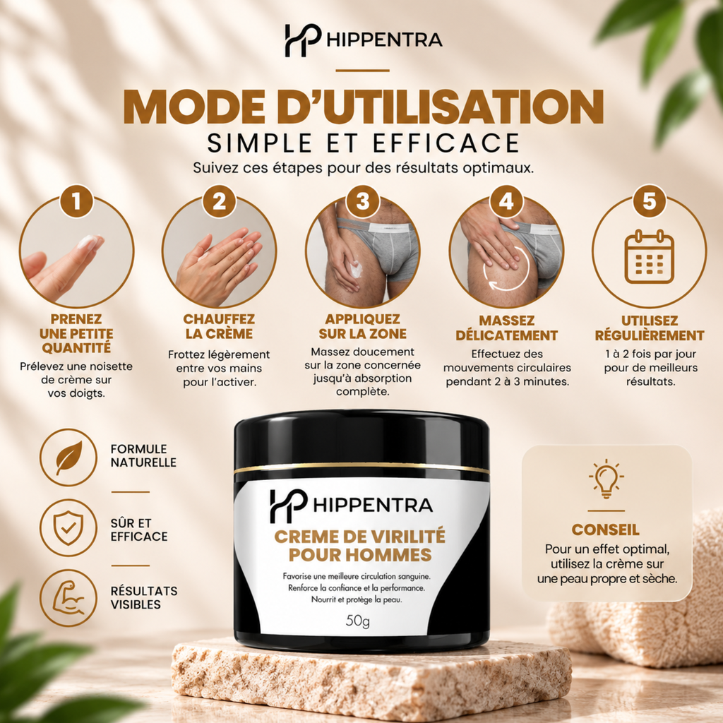 HIPPENTRA® Crème pour Hommes – Vitalité & Confort – 50 g
