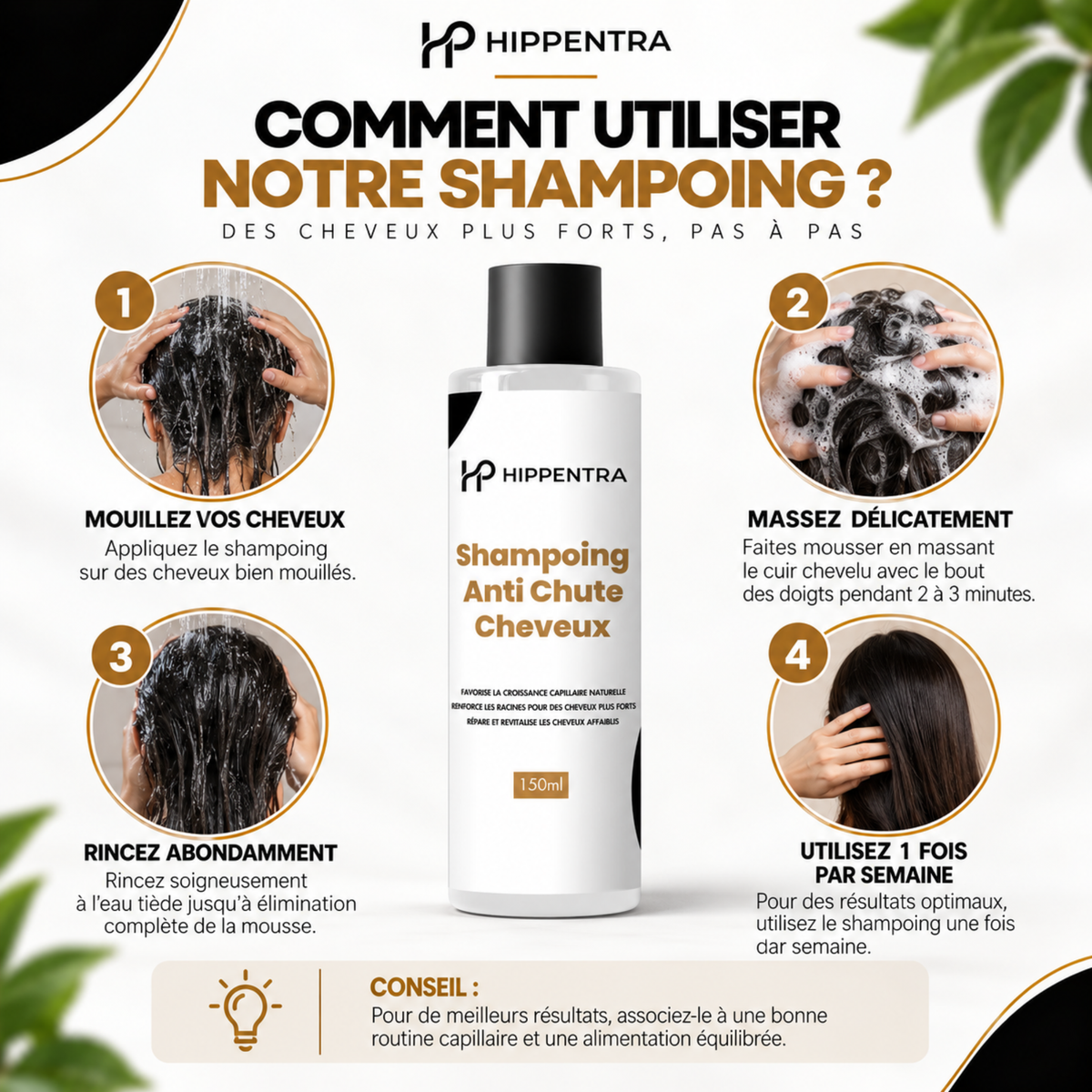 HIPPENTRA® Shampoing Anti-Chute & Fortifiant – 150 ml