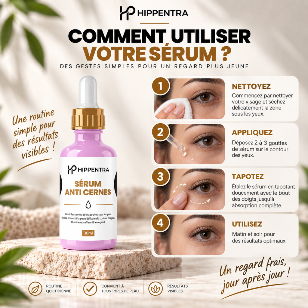 HIPPENTRA® Sérum Anti-Cernes – Éclat & Hydratation du Contour des Yeux – 30 ml