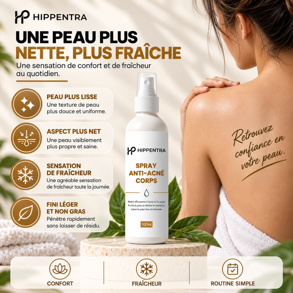 HIPPENTRA® Spray Anti-Acné Corps – Soin Purifiant – 100 ml