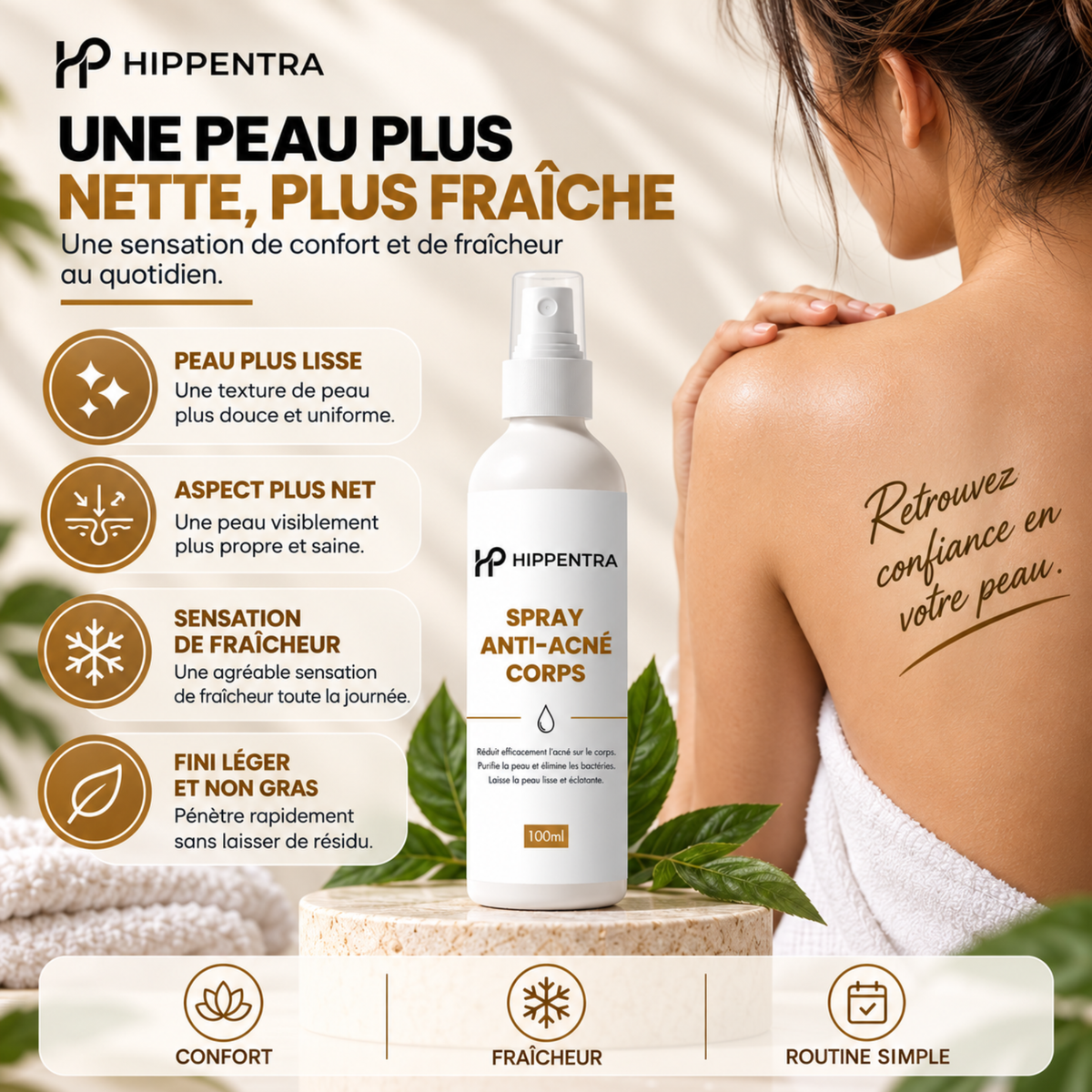 HIPPENTRA® Spray Anti-Acné Corps – Soin Purifiant – 100 ml