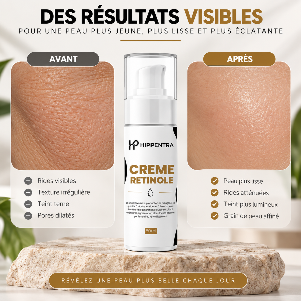 HIPPENTRA® Crème Rétinol – Soin Anti-Âge & Éclat – 50 ml