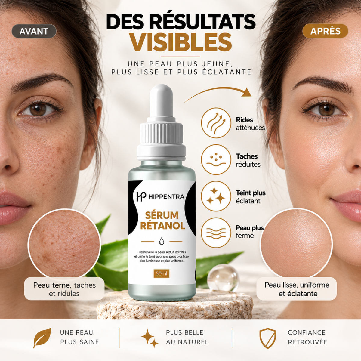 HIPPENTRA® Sérum Rétinol – Soin Anti-Âge & Éclat – 50 ml