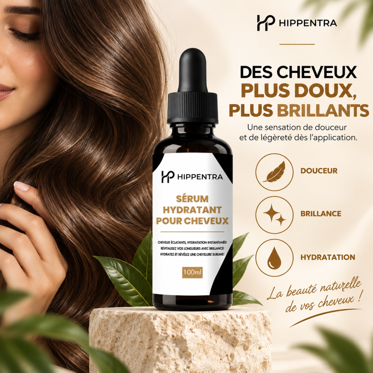 HIPPENTRA® Sérum Hydratant pour Cheveux – 100 ml
