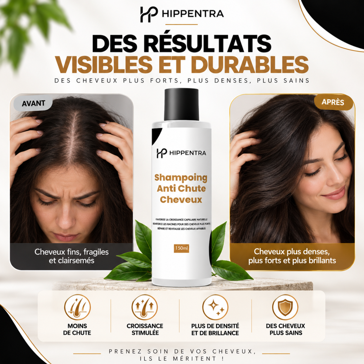 HIPPENTRA® Shampoing Anti-Chute & Fortifiant – 150 ml