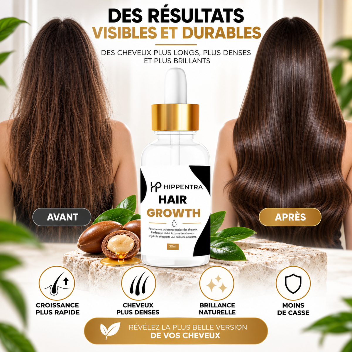 HIPPENTRA® Hair Growth Oil – Huile de Croissance Capillaire – 30ML