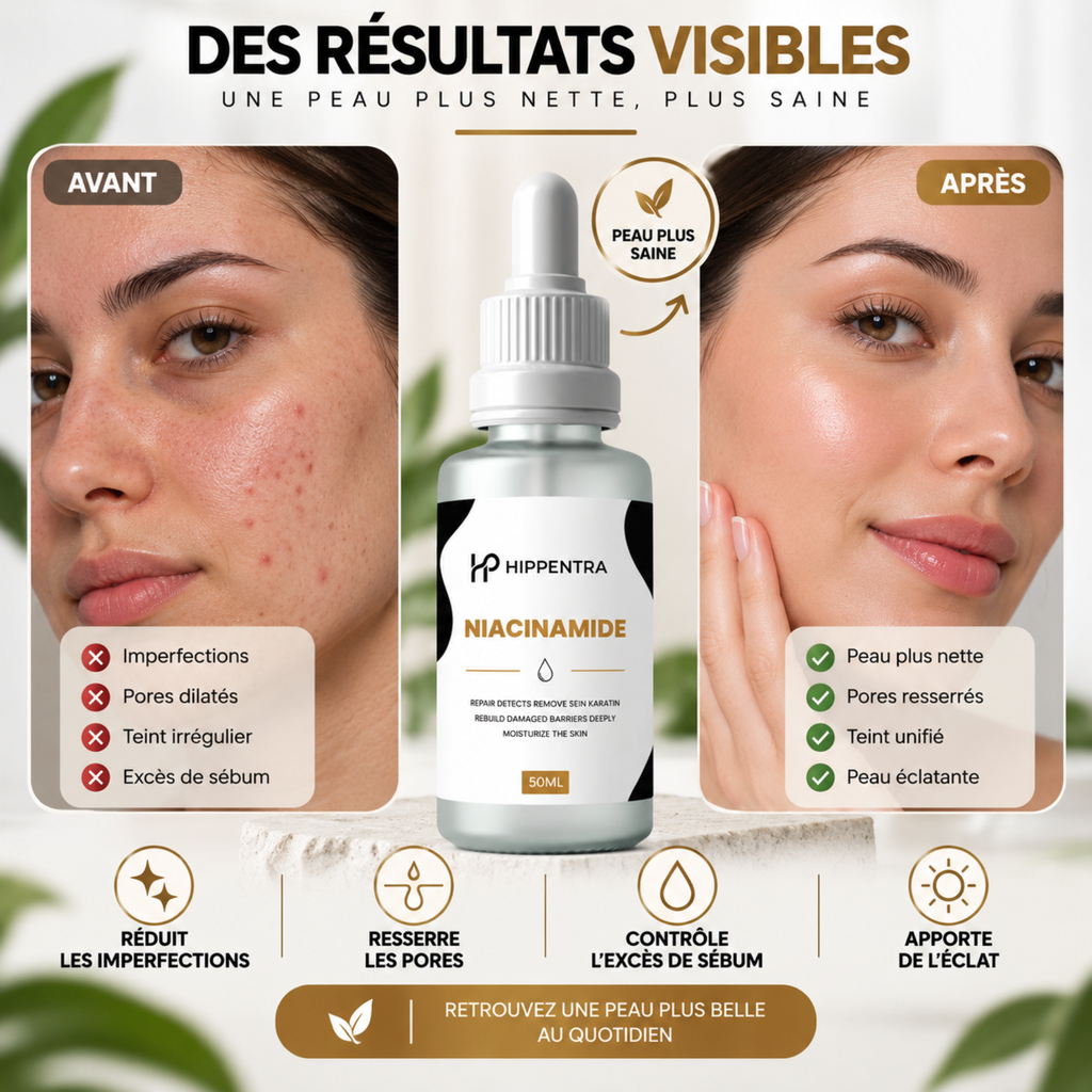 HIPPENTRA® Sérum Niacinamide – Éclat, Hydratation & Teint Uniforme – 50 ml