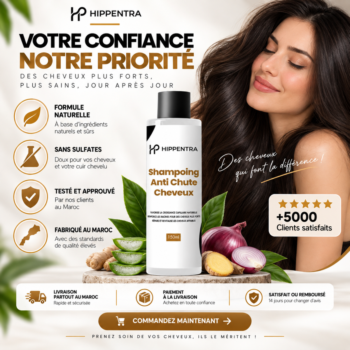 HIPPENTRA® Shampoing Anti-Chute & Fortifiant – 150 ml
