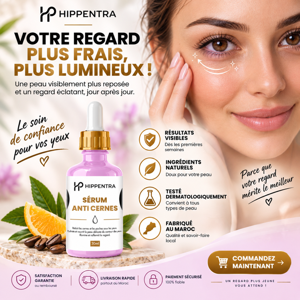 HIPPENTRA® Sérum Anti-Cernes – Éclat & Hydratation du Contour des Yeux – 30 ml