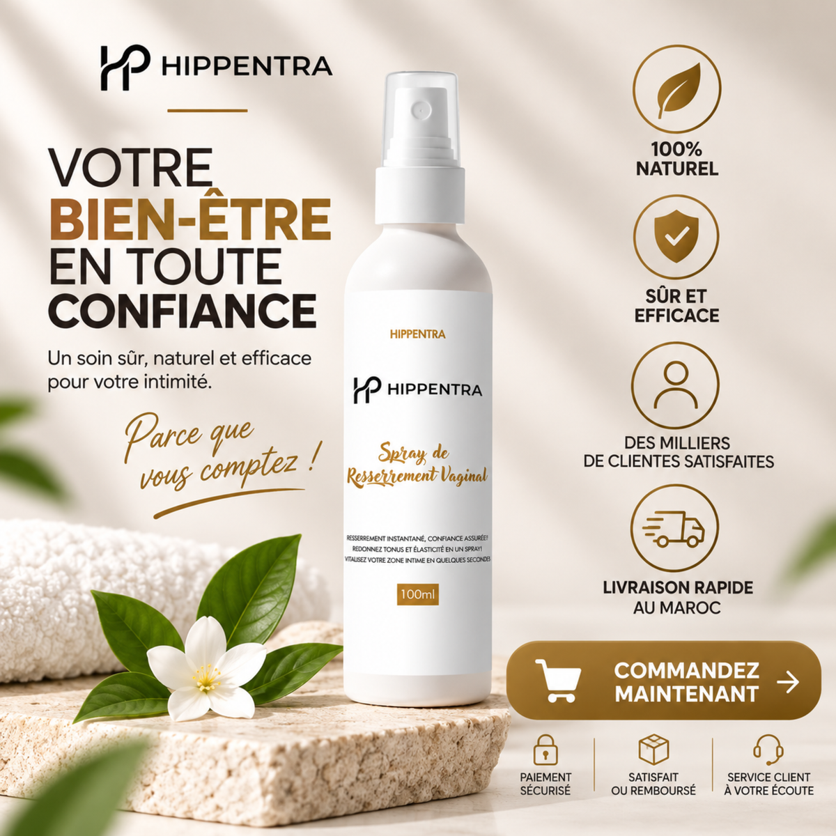 HIPPENTRA® Spray Soin & Confort Intime – 100 ml