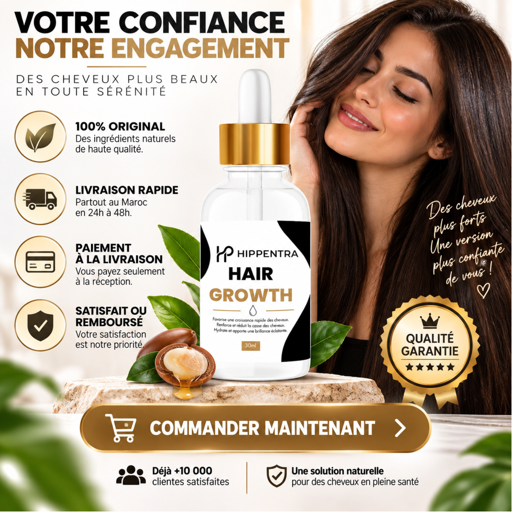 HIPPENTRA® Hair Growth Oil – Huile de Croissance Capillaire – 30ML