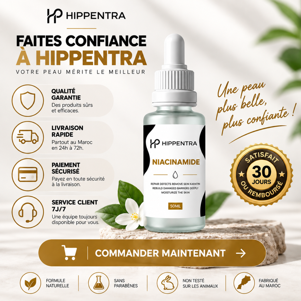 HIPPENTRA® Sérum Niacinamide – Éclat, Hydratation & Teint Uniforme – 50 ml