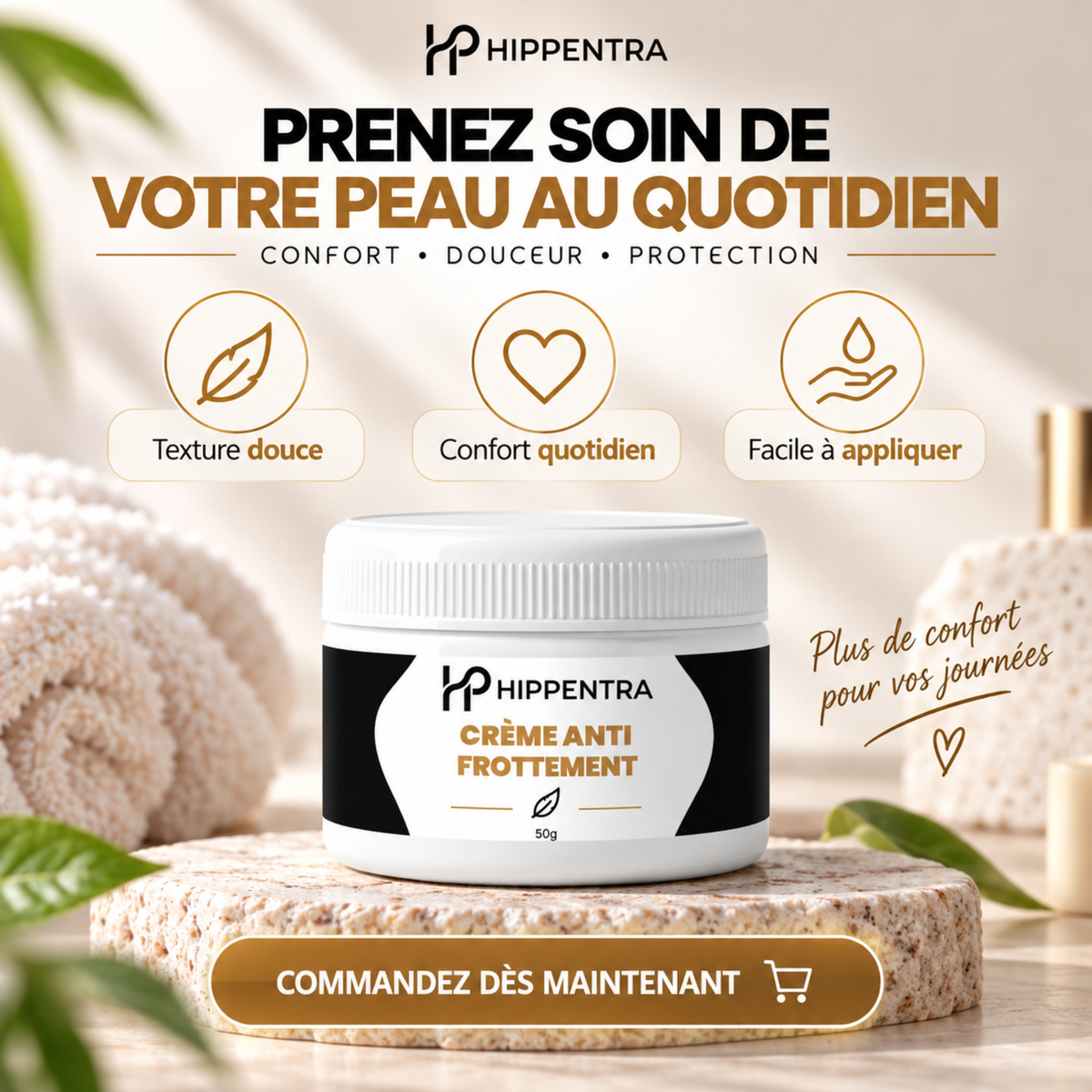 HIPPENTRA® Crème Anti-Frottement – Soin Apaisant & Protecteur – 50 g