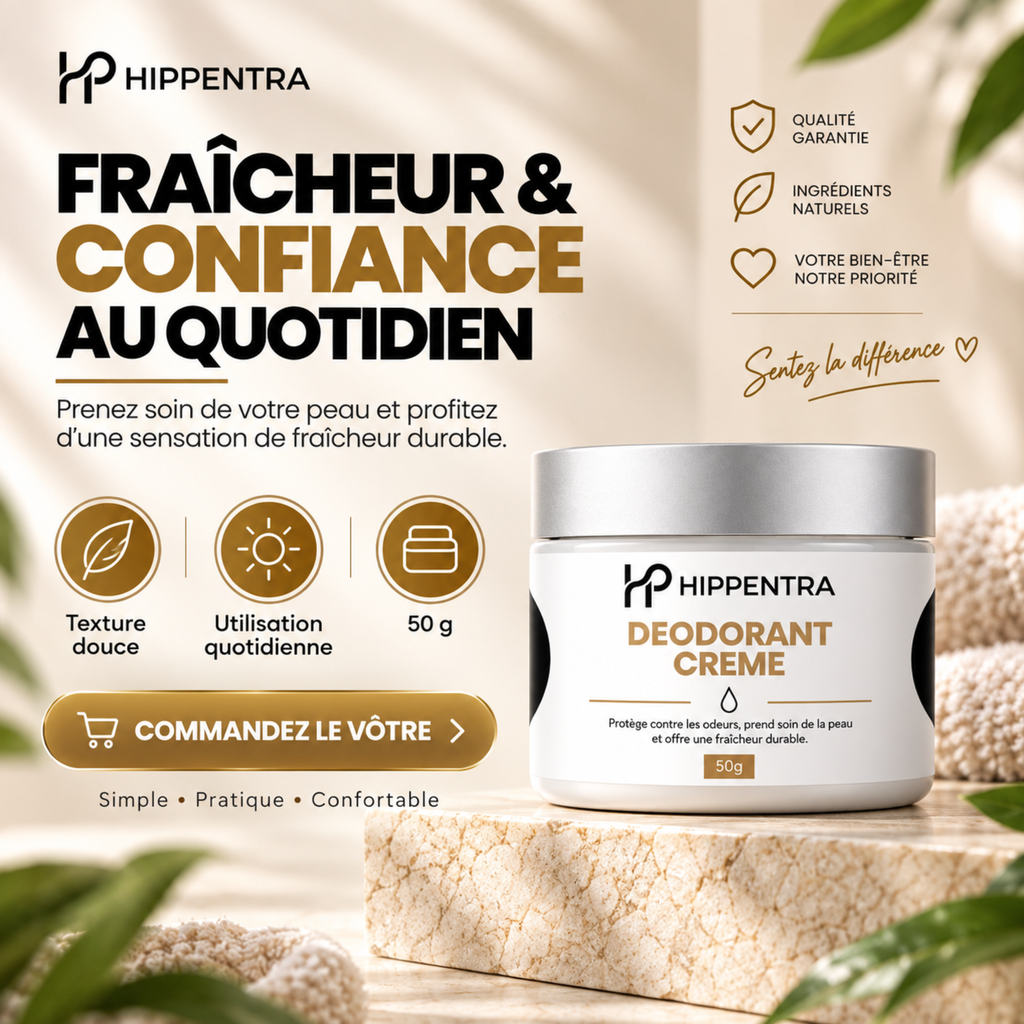 HIPPENTRA® Déodorant Crème – Protection & Fraîcheur Longue Durée – 50 g