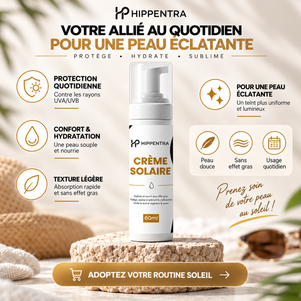HIPPENTRA® Crème Solaire – Hydratation & Protection Quotidienne – 60 ml